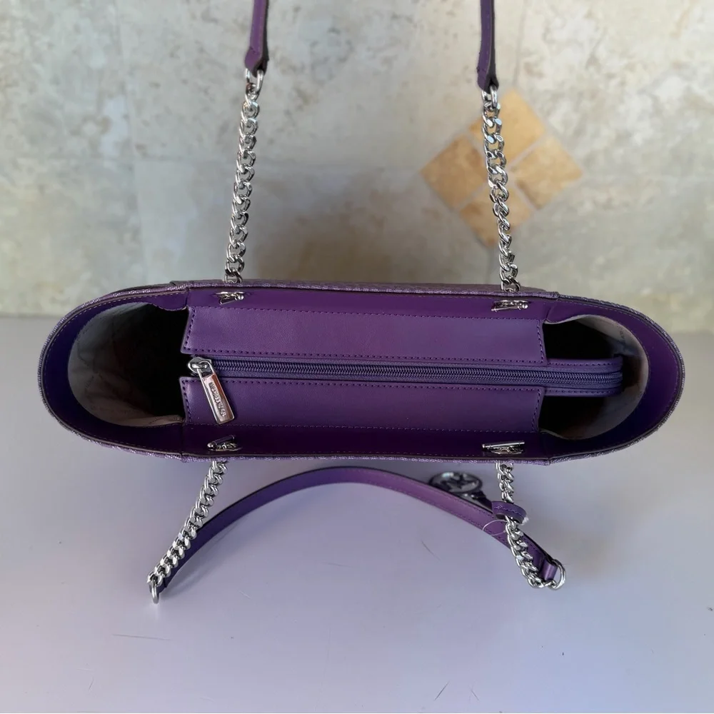 Michael Kors Jet Set Travel LG Shoulder Chain Tote Bag MK Dark Purple - Picture 8 of 14